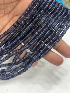 Perles de pierres précieuses de haute qualité pour la fabrication de bijoux, 17 pouces, Iolite bleue naturelle, forme Heishi lisse, taille 6-7 mm - Product Image 4