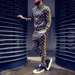 Winter Sale Men's Urban Front Zipper Enclosure Track Suit With Ribbed Hem & Cuff Zip <b>Up</b> Printed Fabric Sublimated Sweat Suit Set - Product Image 3