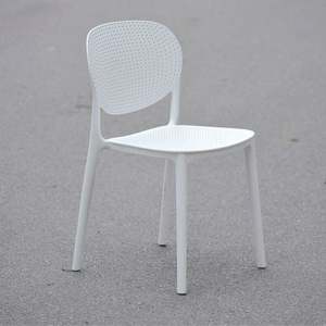 White High-End Modern Molded Plastic <b>Garden</b> <b>Chair</b> with Holes-Waterproof Durable Comfortable & <b>Stackable</b> Outdoor Furniture - Product Image 1
