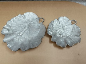 Textured Silver Soft-<b>Square</b> Metal Platters (<b>Set</b> of 2) nesting trays combine geometric flair with a soft, organic feel fine - Product Image 5