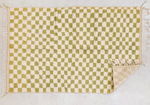 Tapis marocain moderne fait main à poils longs, personnalisable en taille, vert et blanc, rembourré, pour salon, chambre d'enfant, bureau, prière - Product Image 5