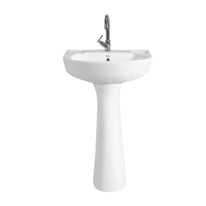 Offre Exclusive : Lavabo en Céramique Rond sur Pied à Trou Unique de Qualité Supérieure pour Salle de Bain à Domicile et Hôtellerie - Product Image 1