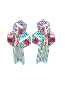 Pendientes de cuentas de moda de forma redonda hechos a mano tienda independiente nueva moda pendiente de gota venta al por mayor bordado de cuentas pendiente redondo - Product Image 6