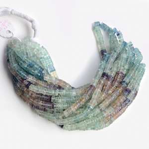 ลูกปัดพลอยฟลูออไรต์ธรรมชาติทรงเหลี่ยมหลายเหลี่ยมแบบรอนเดลล์ ขนาด 16 นิ้ว สำหรับทำเครื่องประดับ - Product Image 2