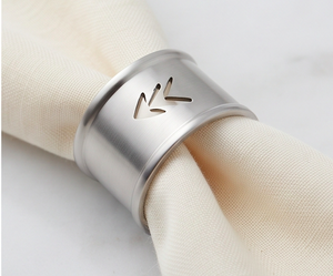 Stainless Steel <b>Napkin</b> Rings Set With Pine Tree Cutout Design <b>Silver</b> Metal Perfect For Table Decor - Product Image 4