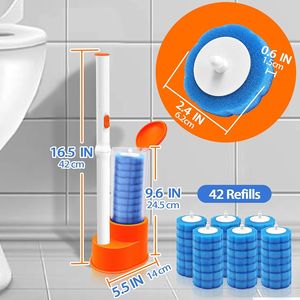 Set di supporto per bacchette monouso per WC con 42 ricariche detergenti, sistema di pulizia per bagno, spazzole per lavandino, inclusi pinzette - Product Image 2