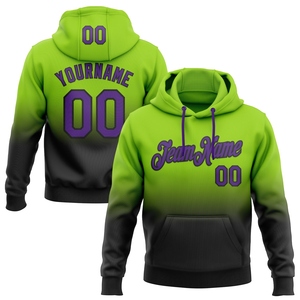 Sudadera con Capucha Deportiva de Moda, Diseño Nuevo, Personalizada, con Degradado Verde Neón, Morado y Negro, Venta al Por Mayor Directa de Fábrica - Product Image 1