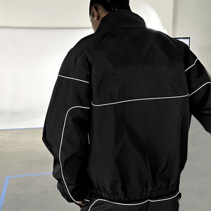 Ensemble coupe-vent en nylon personnalisé OEM avec fermeture éclair, style streetwear, logo brodé, ensemble en nylon d'été, ensembles coupe-vent personnalisés - Product Image 4