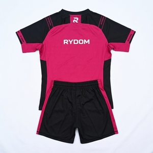Ensemble de maillot de rugby RYDOM noir et rose à manches courtes, respirant, à séchage rapide, pour adultes, unisexe, vêtements de sport - Product Image 2