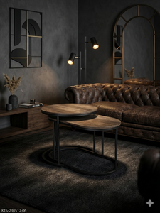 Ensemble de tables basses gigognes pour salon, best-seller, en acier noir avec plateau en PB, style postmoderne, meubles de salon - Product Image 4