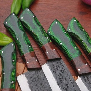 Ensemble de couteaux de chef en acier carbone forgé à la main |   Couteaux de cuisine professionnels 5 pièces avec manches en bois |   Lames Tranchantes comme des Lames de Rasoir - Product Image 4