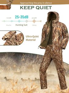 Ensemble veste et pantalon de chasse camouflage pour homme, vêtements d'extérieur imperméables en softshell, équipement d'automne, vêtements à manches longues à motifs - Product Image 2