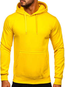 Sweat à capuche en molleton 100% coton jaune basique - Unisexe décontracté avec séchage rapide et respirant - Product Image 2