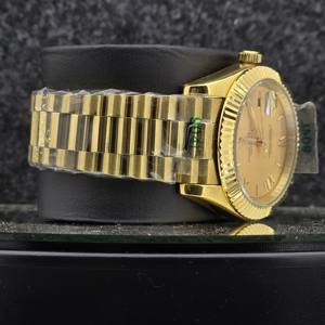 Reloj Automático de Lujo para Hombre, de Acero Inoxidable, Chapado en Oro de 18K, con Fecha, Bisel Estriado, Cristal de Zafiro, Moissanita, Mecánico - Product Image 2
