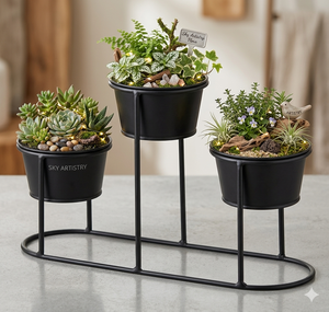 Full Black Iron Powder Coated Durable Multi-Purpose Modern Classic Floor & Indoor Outdoor Planter Drainage - Product Image 3