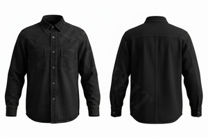 เสื้อเชิ้ตเดนิมวินเทจสั่งทำพิเศษพร้อมกระเป๋าสไตล์ตะวันตก ปิดด้วยกระดุม แขนยาวลำลอง ขายส่งเสื้อเชิ้ตเดนิม - Product Image 3