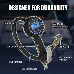 เครื่องเติมลมยางแบบดิจิตอลพร้อมมาตรวัดความดันและตัวยุบสำหรับรถยนต์รถบรรทุกรถจักรยานยนต์200psi วัสดุ ABS - Product Image 2