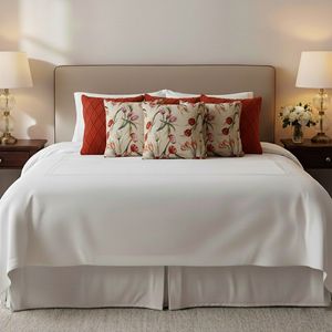SOGA 5PC Home Decor Set Botanical Floral Light Pillowcase and Classic <b>Red</b> Diamond Knit <b>Cushion</b> <b>Cover</b> for Seat Decor - Product Image 4