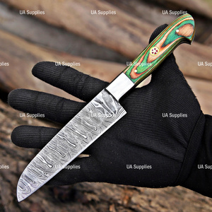 Hand Forged 5 Pcs Damascus Steel Full Tang Professional Kitchen Knives <b>Set</b> Multicolor Option Pakka Wood Handle & Leather Bag OEM - Product Image 5