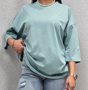 Oversized Drop Shoulder <b>T</b>-<b>Shirt</b> OEM ODM Women's Oversized Tee Wholesale Crew Neck Women's Cotton <b>T</b>-<b>Shirts</b> - Product Image 2