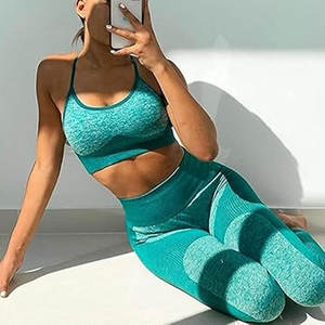 Conjuntos Deportivos Sin Costuras para Mujer, Leggings con Sujetador Deportivo con Tirantes Cruzados, Conjunto Deportivo Elegante para Gimnasio y Yoga - Product Image 4