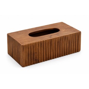 Boîte à mouchoirs en bois de manguier rainuré, vente en gros |   Teck Brun Fait Main - Product Image 1