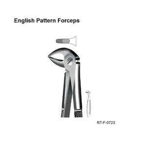 Forceps d'extraction dentaire ergonomiques à motif anglais, en acier inoxydable argenté, certifiés CE par Roboz Tech Pakistan - Product Image 2