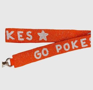 Orange Polyester Lanyard With White Text And <b>Star</b> Design Metal Lobster Clasp For <b>Keys</b> ID Cards Phone Straps - Product Image 1