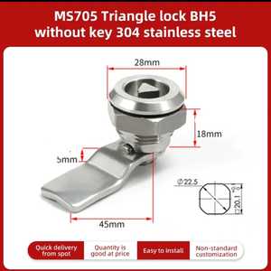Triangle <b>LocK</b> 304 Stainless Steel Waterproof Finished Interior Use Secure <b>Lock</b> <b>for</b> <b>Bedroom</b> and Kitchen Enclosures - Product Image 3