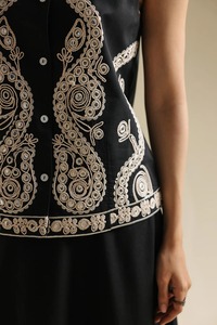 Black Embroidered Silk Ethnic Blouse Women Traditional Party Wear India Pakistan Style Midi Length Regular Fit - Product Image 5