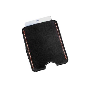 Hand <b>Stitched</b> Genuine Leather Card <b>Holder</b> Wallet Slim Red <b>Stitching</b> Detail Minimalist Front Pocket Thumb Slide Cash Sleeve Case - Product Image 1