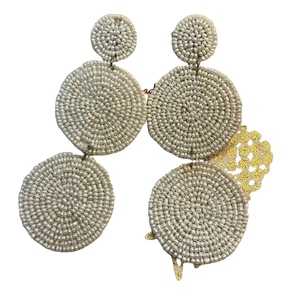 Pendientes colgantes redondos con cuentas moradas hechos a mano, con diseño de círculos, estilo bohemio para mujer, accesorios de joyería de moda. - Product Image 5