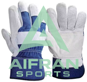 Guantes de Trabajo de Cuero Vacuno de Doble Palma AIFRAN, Guantes de Seguridad de Alta Visibilidad con Reflectores para la Construcción, Venta al Por Mayor - Product Image 5