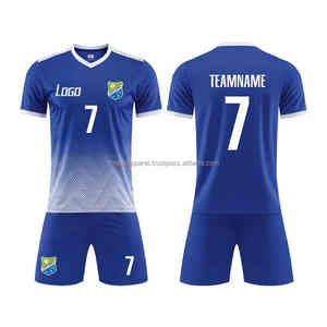Wholesale Custom <b>Blue</b> <b>and</b> <b>White</b> Soccer Jersey Set Customizable Sports Uniform for Football Training Soccer Wear Set - Product Image 6