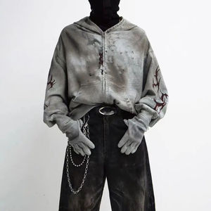 Sweat à capuche zippé intégral oversize de haute qualité en coton mélangé, molleton technique d'hiver, streetwear personnalisé pour homme - Product Image 4