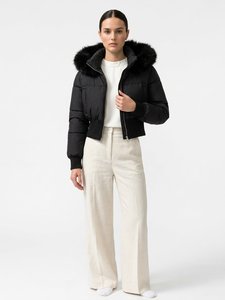 Chaqueta Acolchada de Invierno para Mujer, Negra, Resistente al Viento e Impermeable, con Cierre de Cremallera, Relleno de Algodón, Color Sólido, Corte Regular - Product Image 3