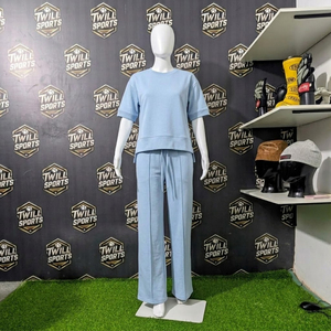 ชุดเซ็ตผู้หญิงไซส์ใหญ่พิเศษ ผ้าแคนวาสเนื้อผ้าฝ้าย 100% เสื้อยืดลำลอง กางเกงขายาวทรงหลวม สไตล์ลำลองสำหรับฤดูร้อน - Product Image 3