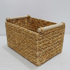 Panier de rangement multifonctionnel en jacinthe d'eau, écologique, rectangulaire, avec poignées – Offre Spéciale - Product Image 2