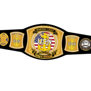 Custom Master Chief USN Navy Pride Wrestling Championship Belt - High-Quality Design with Gold Accents Ideal for Collectors Fans - Product Image 2