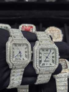 Reloj de Lujo para Hombre, Estilo Hip Hop, con Números Romanos, Edición Limitada, Plateado, Cuadrado, Automático, Mecánico, con Incrustaciones de Moissanita - Product Image 2