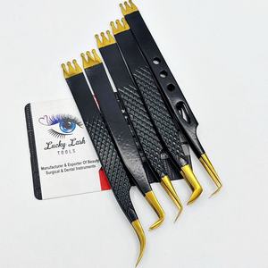 Nouvelle arrivée pince à cils professionnelle en acier inoxydable de qualité supérieure noir mat femmes à la main nouvelles conceptions de fond de couronne - Product Image 6