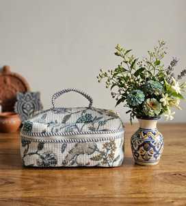 Handblock Printed Quilted <b>Vanity</b> Box Handmade Fabric Storage <b>Case</b> for Cosmetics Jewelry Accessories Travel Gifting - Product Image 2
