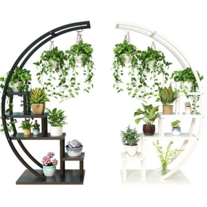 Support de plante en métal en forme de croissant haut, étagère à fleurs à plusieurs niveaux pour jardin d'intérieur, NP FS01 - Product Image 3