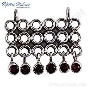 Art Palace Colgante de plata antigua de Ley 925 con dijes de joyería fina elegante granate - Product Image 1