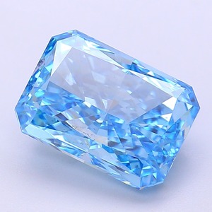 Diamant CVD taille Radiant, clarté SI1, polissage excellent, bleu vif fantaisie, pierre précieuse cultivée en laboratoire disponible en vrac pour la création de bijoux - Product Image 1