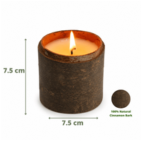 Bougie artisanale en cire de soja à la cannelle, aromathérapie, support en bois, parfum épicé, yoga, méditation, décoration intérieure, 40-60 heures