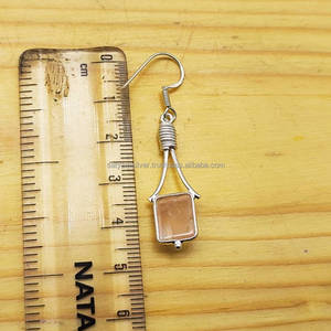 Handmade Natural Rose Quartz Gemstone Drop <b>Earrings</b> with 925 Silver Elegant Wholesale Jewelry From India for Gifts - Product Image 3