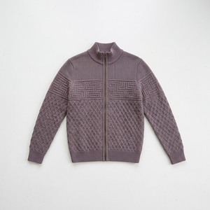 Chaqueta de punto con cremallera completa para hombre, estilo casual, con cuello alto y rayas geométricas, para otoño/invierno, venta al por mayor - Product Image 4