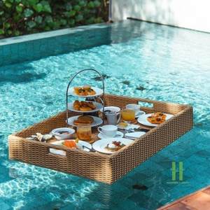 NOUVEAU DESIGN Plateau flottant de luxe en rotin fait main pour piscine, petit-déjeuner, fête et décoration de complexe hôtelier - Product Image 2