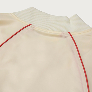 Chaqueta Bomber de Satén para Hombre con Ribete Rojo, Corte Regular, Estilo Casual, Cuello Alto, Exterior de Poliéster, Ropa de Invierno - Product Image 5